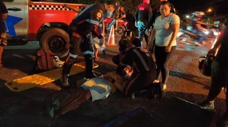 Motoqueiro fica ferido aps acidente no bairro do morro em Bragana.